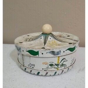 Vintage Guildcraft Merry Go Round Carousel Tin Container Made In USA Carnival